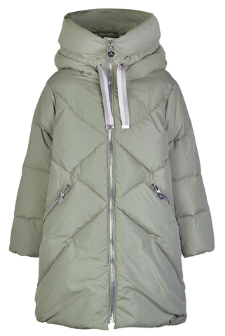 Оливковое пальто PULKA с объемным силуэтом