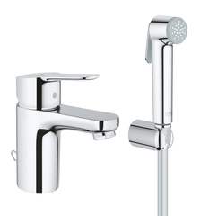 Смеситель для раковины GROHE BauEdge с цепочкой и гигиеническим душем, S-Size, хром 23757000