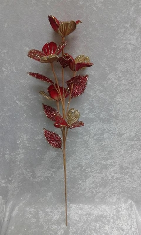 Веточка кизила 72см ChristmasDeLuxe premium collection красно-золотая