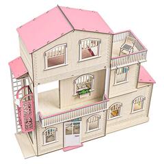 Кукольный домик с мебелью «Симфония» с лифтом и террасой M-WOOD - деревянный конструктор, сборная модель