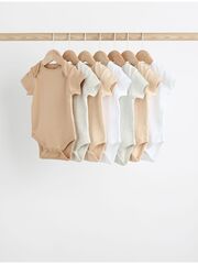 Боди с коротким рукавом для малышей Next 541-754, 7 шт., Белый, Бежевый