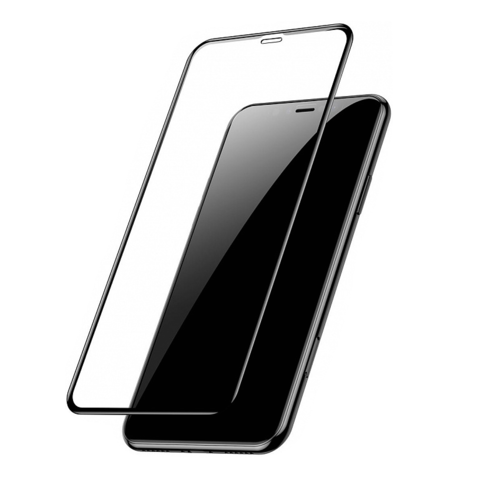 Защитное стекло 9D на весь экран 9H Full Cover + пленка задняя ANMAC для iPhone 11 Pro (Черная рамка)