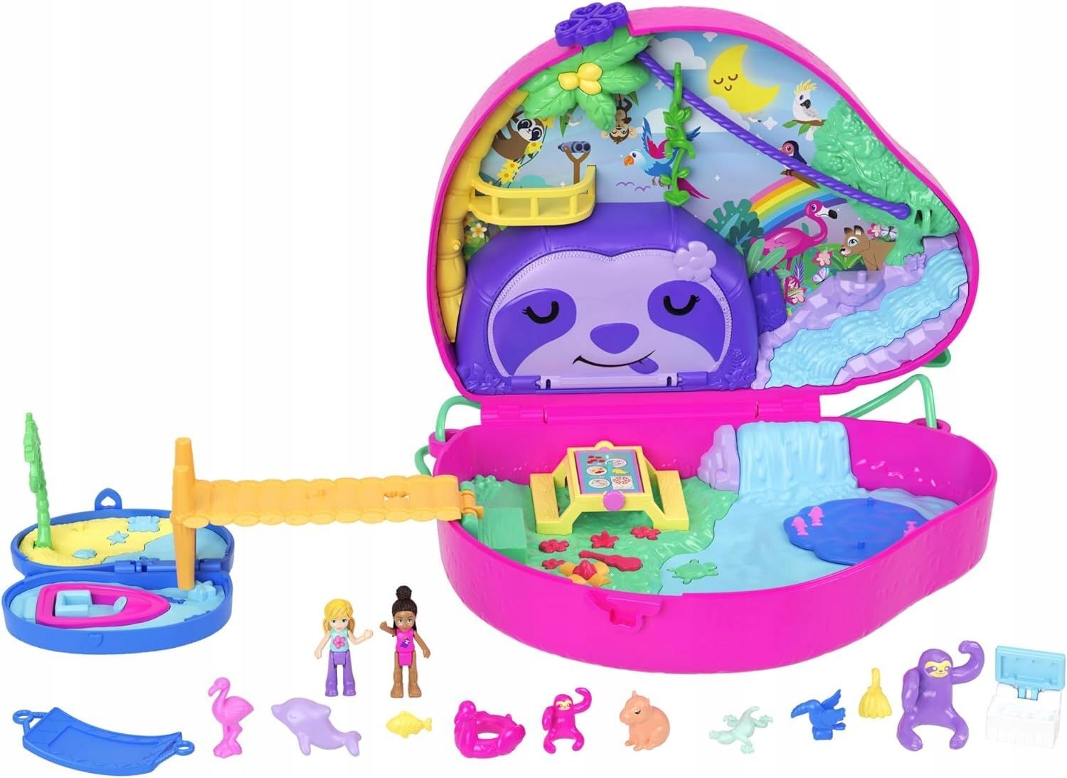 Фигурки Mattel Polly Pocket - Игровой набор Компактная сумка ленивец Sloth  Family с 2 микрокуклами и животными HRD40 купить в Москве | Доставка по  России.