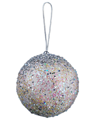 Шар 10см ChristmasDeLuxe белый с серебром