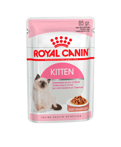 Royal Canin Kitten Instinctive пауч для котят от 4 до 12 месяцев кусочки в соусе мясо 85 г