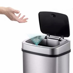 Ведро Ninestars Stainless steel Sensor Trash Can, 12 л серый