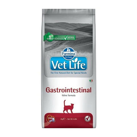 Сухой корм Farmina Vet Life Cat Gastrointestinal при заболеваниях ЖКТ для взрослых кошек, 2 кг