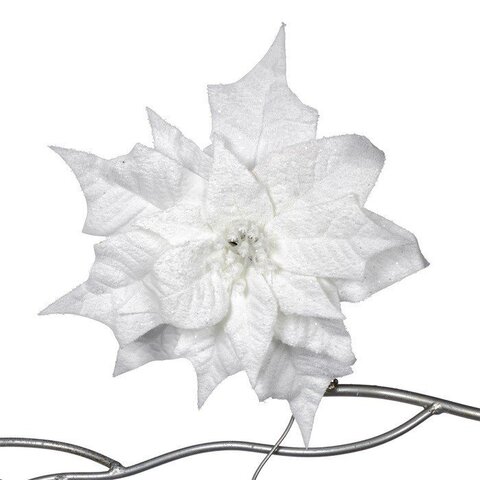 Пуансеттия на клипсе 25см Goodwill белый/кремовый