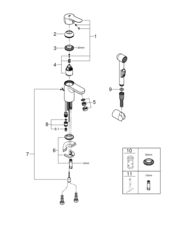 Смеситель для раковины GROHE BauEdge с цепочкой и гигиеническим душем, S-Size, хром 23757000