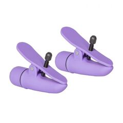 Фиолетовые зажимы-прищепки с вибрацией Nipplettes - 