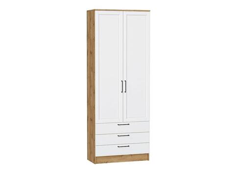 Шкаф двухстворчатый Стиль ШК-803 с ящиками White Silkwood Дуб Вотан