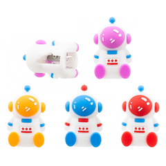 
          Точилка с ластиком Basir, одинарная, серия "Космонавт", 4 цвета корпуса, 4.8*3 см