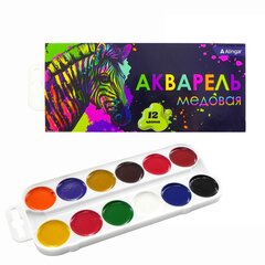 
          Акварель Alingar медовая, 12 цветов, без кисти, картонная упаковка, "Радужная зебра"