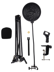 Пантограф (настольная стойка) для микрофона с поп-фильтром и ветрозащитой