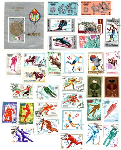 Набор марок Спорт Фигурное лыжи конный шахматы 32 шт. 1964-80 Мехико 75 Болгария СССР др. XF