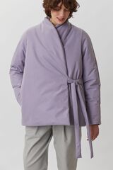 Зимняя куртка на запах из лавандовой бархатистой мембраны