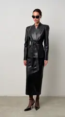 Юбка кожаная карандаш миди