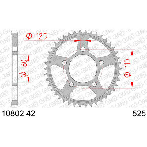 10802-42 звезда задняя (ведомая) стальная , 525, AFAM
