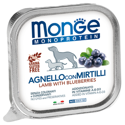 Monge Dog Monoprotein Fruits консервы для собак паштет из ягненка с черникой 150г