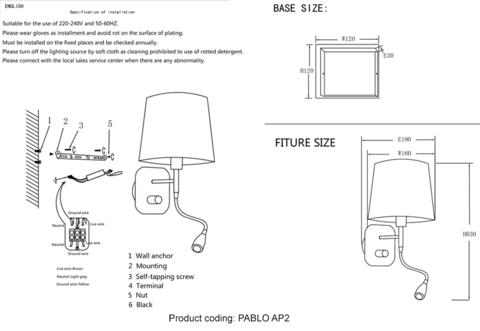 Настенный светильник Crystal Lux PABLO AP2 BLACK/BLACK-GOLD