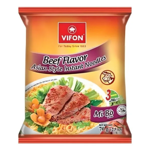 Лапша со вкусом говядины Vifon Beef Flavor Asian Style Instant Noodle, 70 гр