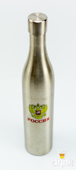 Фляга бутылка «Россия»,  в чёрном кожанном чехле с ремнём, 800 мл, фото 3