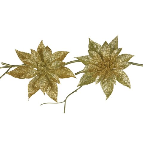 Пуансеттия на клипсе 19см Goodwill золотая/шампань в ассортименте