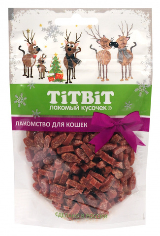 Titbit лакомство для кошек Рыбки с лососем Новогодняя коллекция 50г