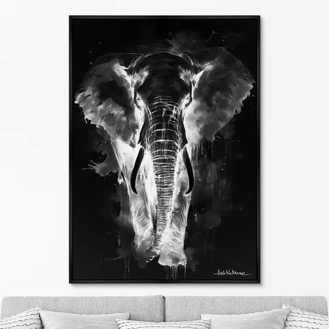 ArtNoMore - Репродукция картины на холсте Walking elephants, in the dark, No 1, 2024г.