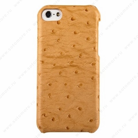 Накладка Melkco кожаная для iPhone 5C Leather Snap Cover (Ostrich Print pattern - Orange)