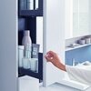 Высокий шкафчик Geberit Acanto с двумя выдвижными ящиками: B=22см, H=173см, T=47.6см, черный / лакированный матовый, черный / глянцевое стекло