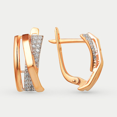 Серьги женские с фианитами из розового золота 585 пробы (арт. 40090000)