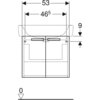 Шкафчик для раковины Geberit Renova Compact, двухдверный: B=53см, H=46.3см, T=47.8см, матовый белый / меламиновое покрытие, ультраглянцевые белые / пленочное покрытие