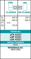 Гильза блока цилиндров TEIKIN LFX43227 (4шт/упак) хонингованная