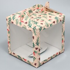 Коробка кондитерская с окном, сундук, «С Новым годом!» 20 х 20 х 20 см