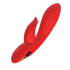 Красный вибратор-кролик 5’’ Silicone Kissing - 20,2 см. - 