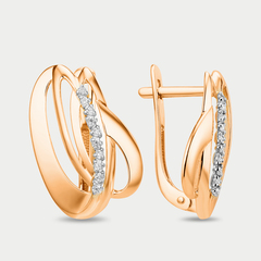 Серьги женские с фианитами из розового золота 585 пробы (арт. 014172-1102)
