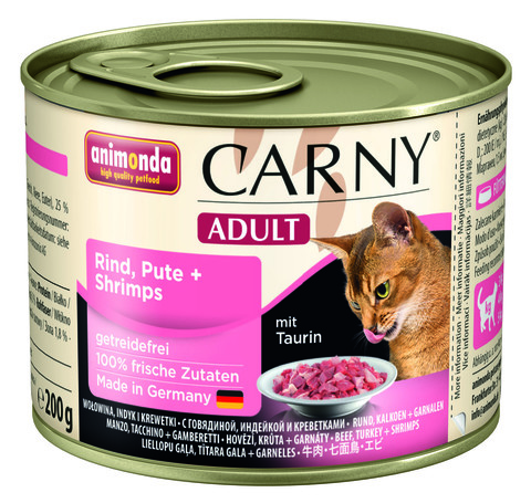 Консервы Animonda Carny Adult с говядиной, индейкой и креветками для взрослых кошек