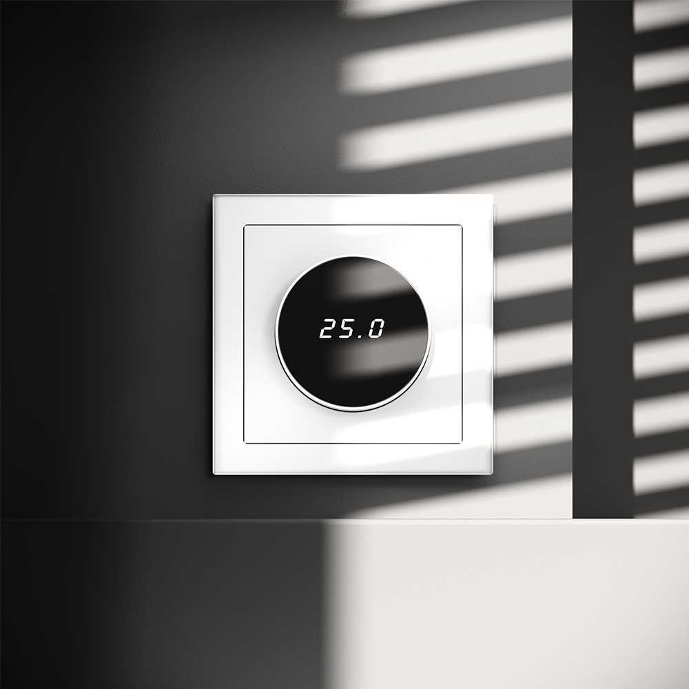 Терморегулятор электронный Voltum S70 с индикацией и датчиком, для теплого пола, (белый матовый) VLS070102