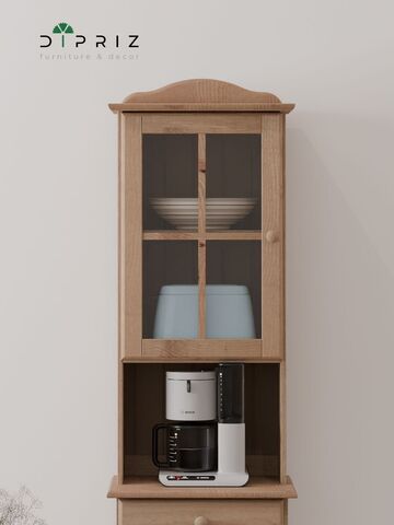 Шкаф навесной Лена однодверный из сосны (верхняя часть буфета Лена), бейц