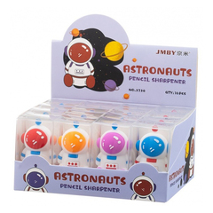 
          Точилка с ластиком Basir, одинарная, серия "Космонавт", 4 цвета корпуса, 4.8*3 см