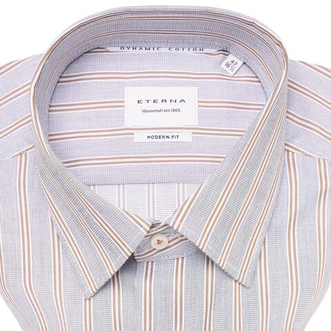 Сорочка мужская Eterna Modern Fit 1088-X171-27 серая в бежевую полоску