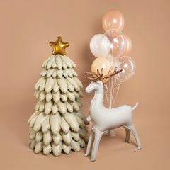 К Фигура 3D, Новогодняя елка, Сатин, Кремовый, 51''/130 см, 1 шт.