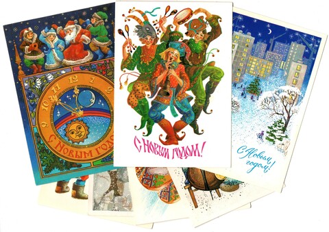 Подборка поздравительных открыток — 7 штук — художник Похитонова — чистые, без повторов