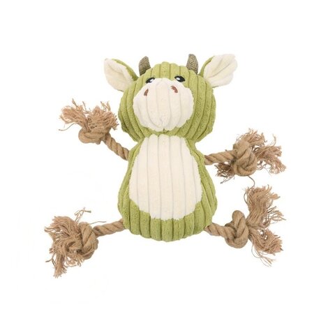 Mpets игрушка мягкая для собак Коровка Рози с канатом, 28 см
