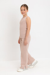 брюки  для девочки  КР 400811/бежевый к559