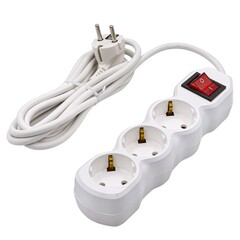 89-0-068 Удлинитель сетевой 3 розетки ПВС 3х1,5мм?, 16А, с/з, с выкл., 3м Very