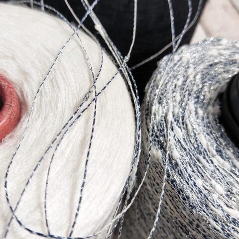 Лен с люрексом и шишибриками NODINO DI LINO 600 бело-синий с серебром