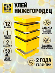 Улей ППУ Нижегородец 12 рамок Комплект 1 корпус Дадан + 2 Магазина
