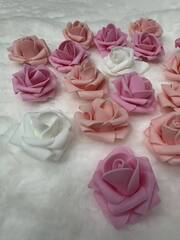 Роза из фоамирана круглая 4 см, персиково-розовый микс, набор 20 шт.